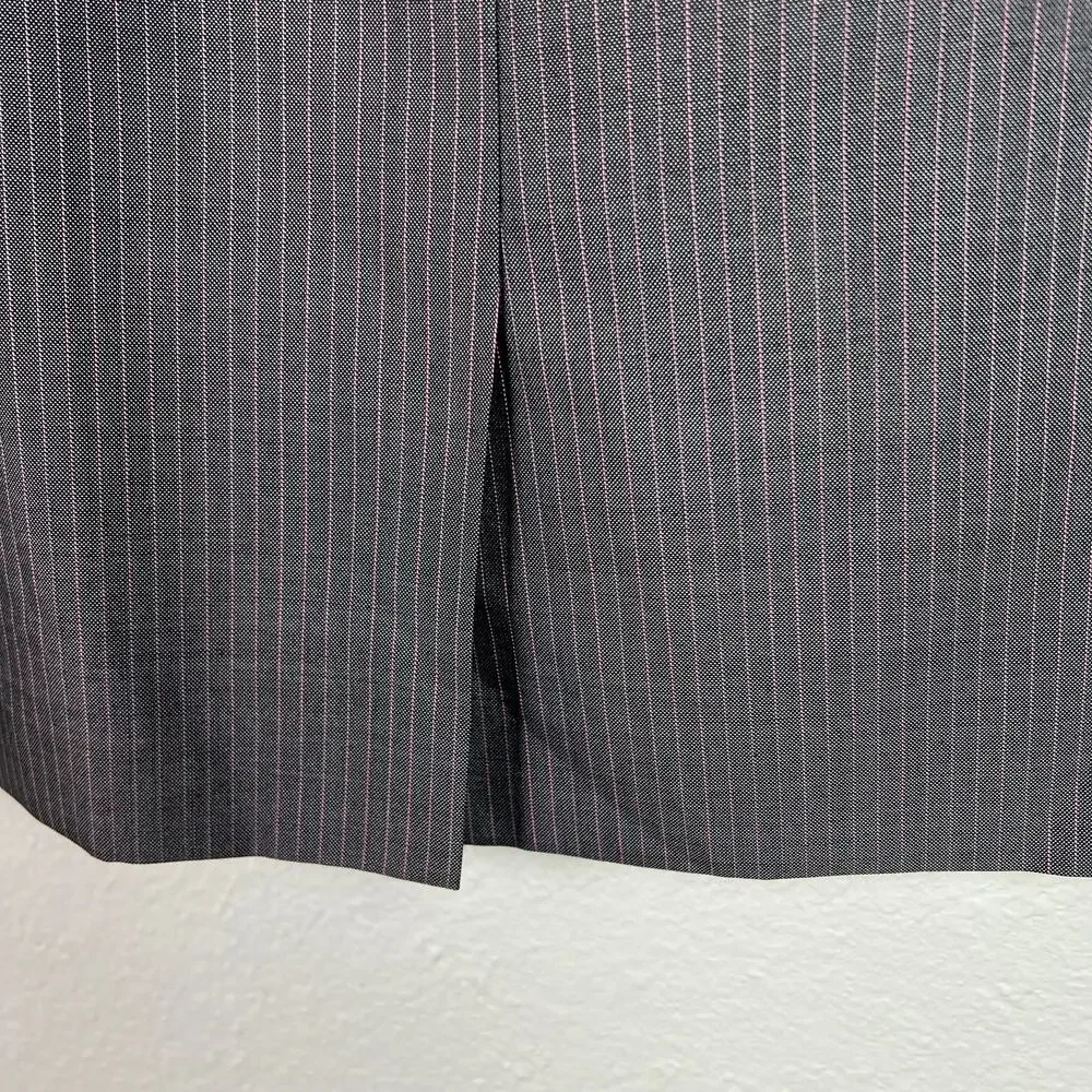 Escada Womens 14 EU 44 Wool Silk Blend Gray Pink Pinstripe Pencil Skirt - Picture 7 of 8